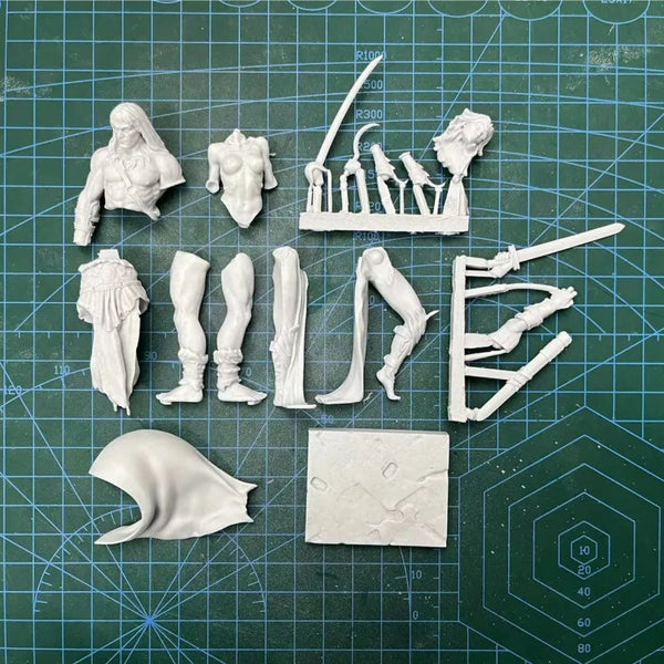 1/24 Medieval Barbarian Warriors with Scythes, 2 Figures, Resin Model Figure Kit, Unassembled and Unpainted