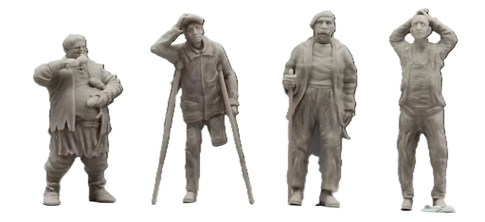 1/35 WWI Infantry Squad with Wounded Veteran, 4 Figures, Resin Model Figure Kit, Unassembled and Unpainted