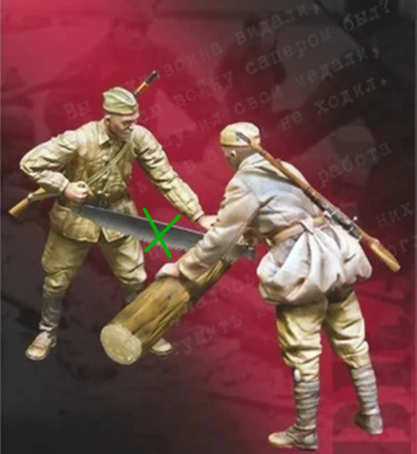 1/35 WWI Soldiers with Entrenching Tool, 2 Figures, Resin Model Figure Kit, Unassembled and Unpainted