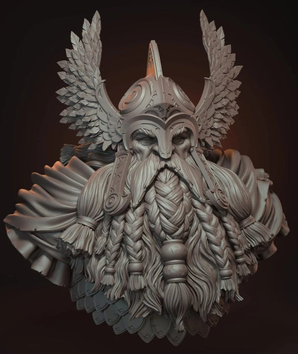 1/12 Dwarf Warlord with Winged Horns, Resin Model Bust Kit, Fantasy Theme, Unassembled and Unpainted