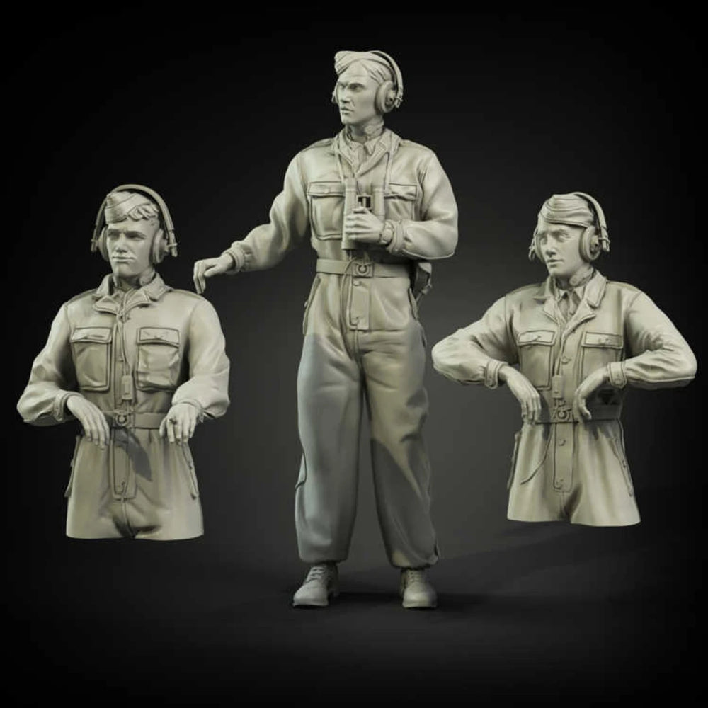 1/35 WWI German NCO with Binoculars and Squad, 3 Figures, Resin Model Figure Kit, Unassembled and Unpainted