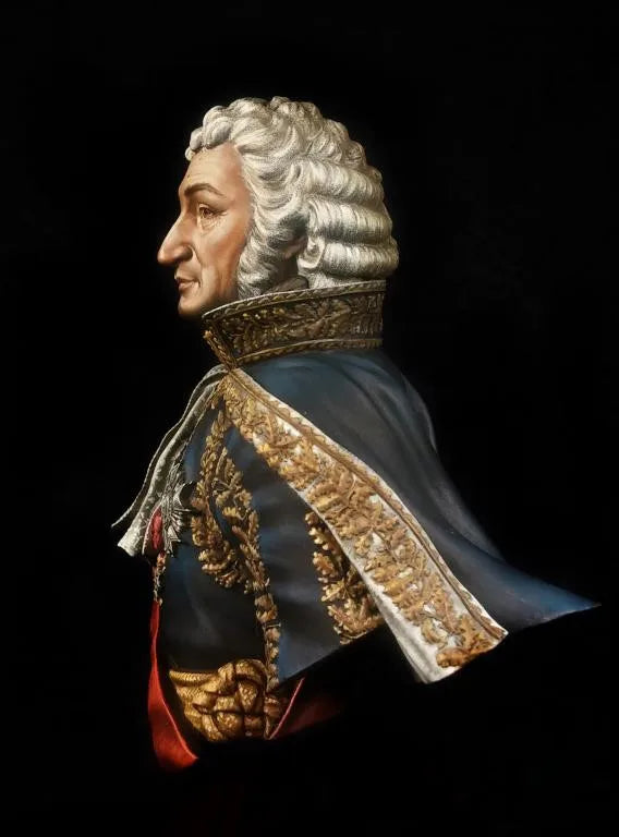 1/9 Napoleonic Officer in Navy and Red Ceremonial Dress, Resin Model Bust Kit, Unassembled and Unpainted