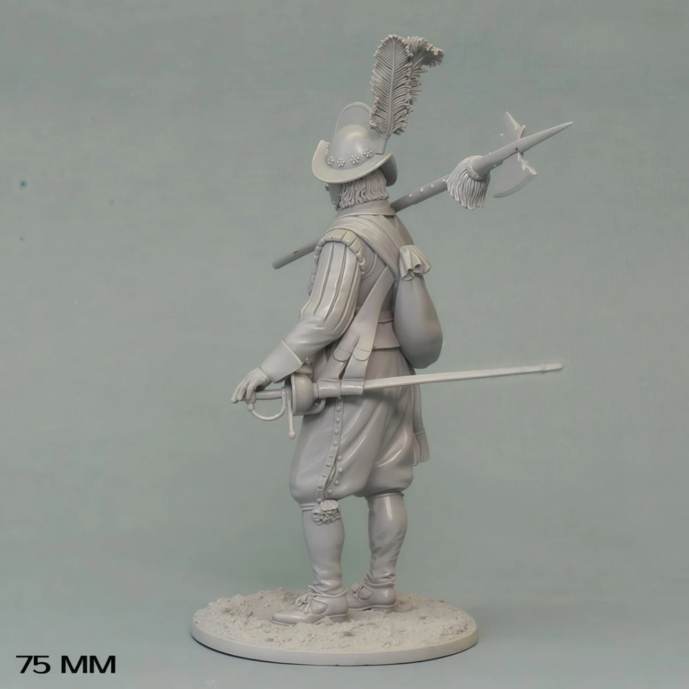 75mm Medieval Renaissance Landsknecht Sergeant, Resin Model Figure Kit, Unassembled and Unpainted