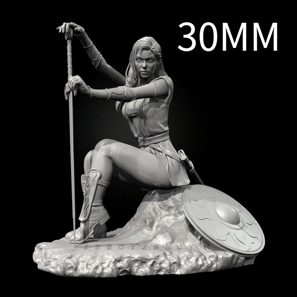 50mm Female Swordsman Warrior, Resin Model Figure Kit, Fantasy Theme, Unassembled and Unpainted