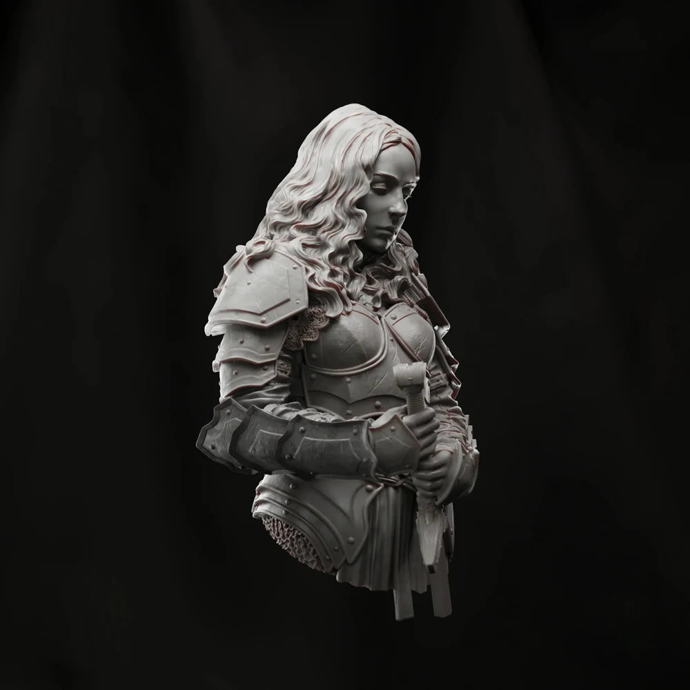 1/10 Medieval Warrior with Long Wavy Hair and Curved Blade, Resin Model Bust Kit, Unassembled and Unpainted