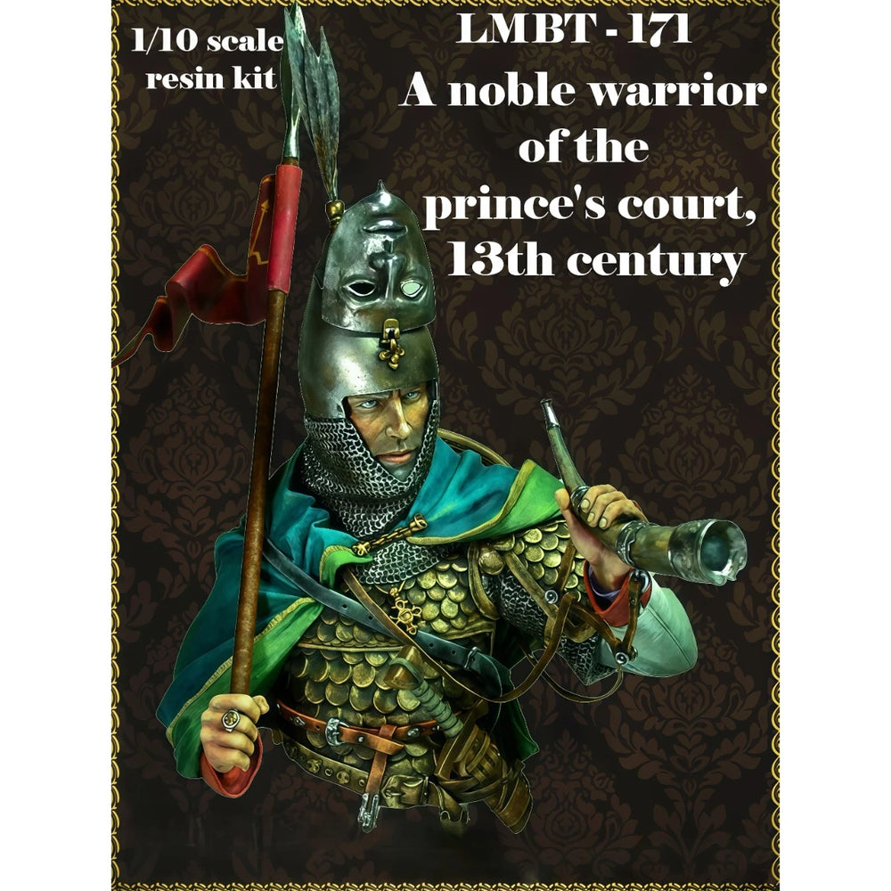 1/10 Medieval Knight with Heraldic Shield and Banner, Resin Model Bust Kit, Unassembled and Unpainted
