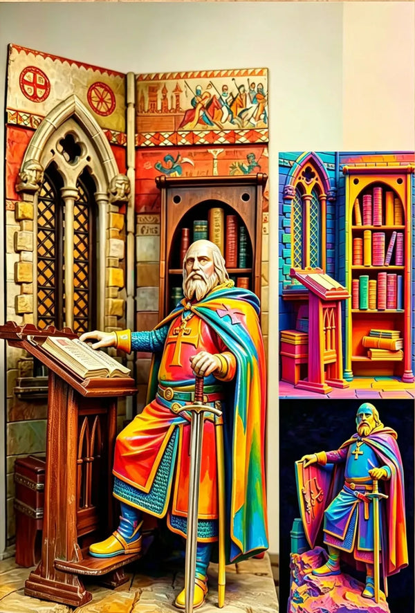 1/24 Medieval Monastery, 4 Figures, Resin Model Figure Kit, Unassembled and Unpainted