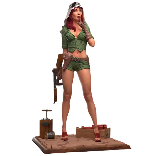 1/24 Modern Female Tactical Operative with Red Hair, Resin Model Figure Kit, Unassembled and Unpainted
