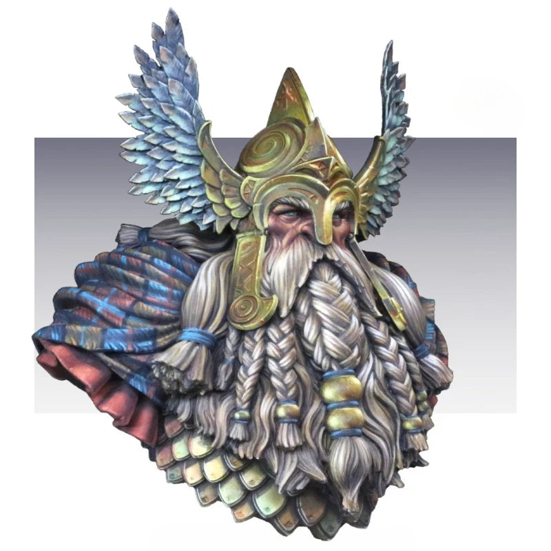 1/12 Dwarf Warlord with Winged Horns, Resin Model Bust Kit, Fantasy Theme, Unassembled and Unpainted