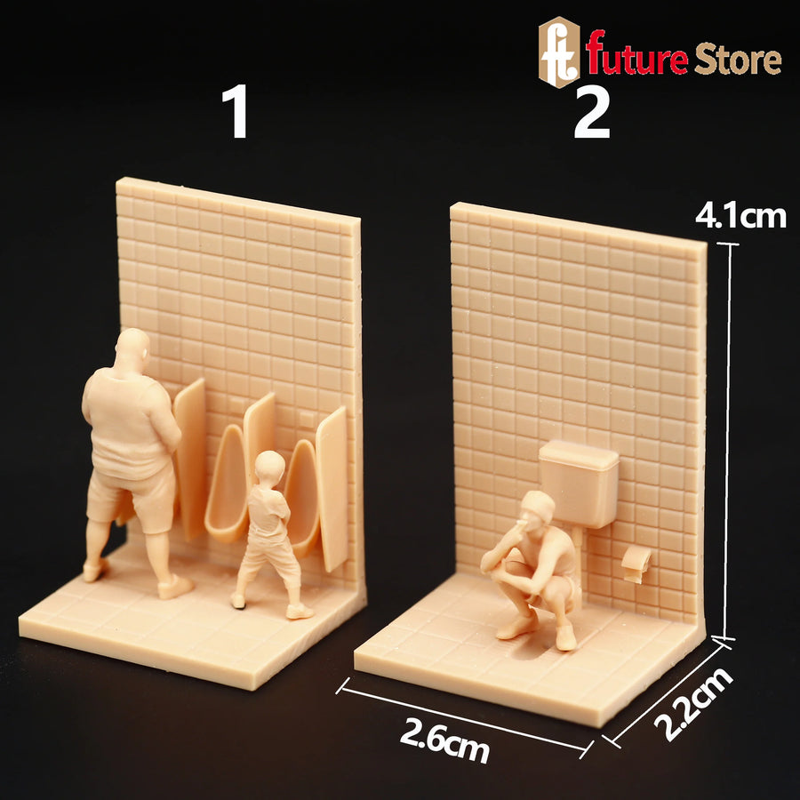 Public Toilet Wall with Urinals 1/64 Resin Diorama Terrain - resin model view 2