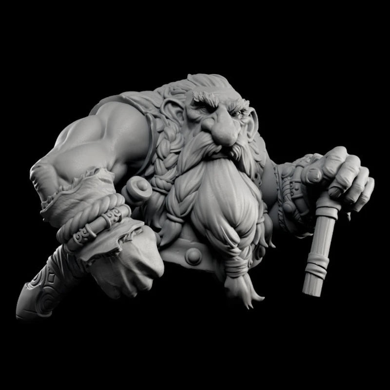60mm Dwarf Scavenger Warrior, Resin Model Bust Kit, Fantasy Theme, Unassembled and Unpainted