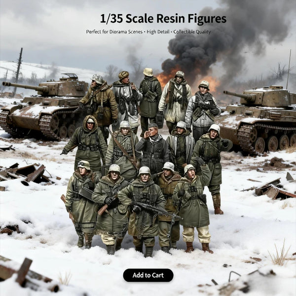 1/35 WWII Mixed Squad Expansion, 10 Figures, Resin Model Figure Kit, Unassembled and Unpainted