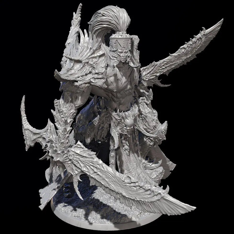 75mm Double-Bladed Emperor Martial Artist, Resin Model Figure Kit, Fantasy Theme, Unassembled and Unpainted