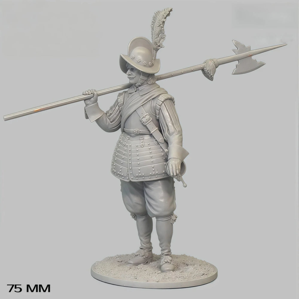 75mm Medieval Renaissance Landsknecht Sergeant, Resin Model Figure Kit, Unassembled and Unpainted
