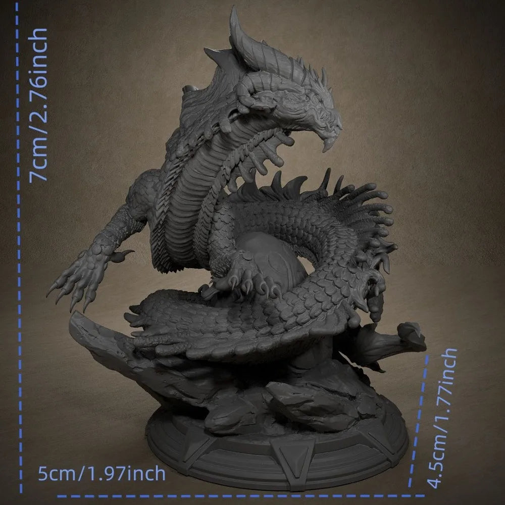 70mm Eastern Dragon Beast, Resin Model Creature Kit, Fantasy Theme, Unassembled and Unpainted