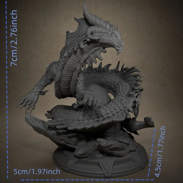 70mm Eastern Dragon Beast, Resin Model Creature Kit, Fantasy Theme, Unassembled and Unpainted