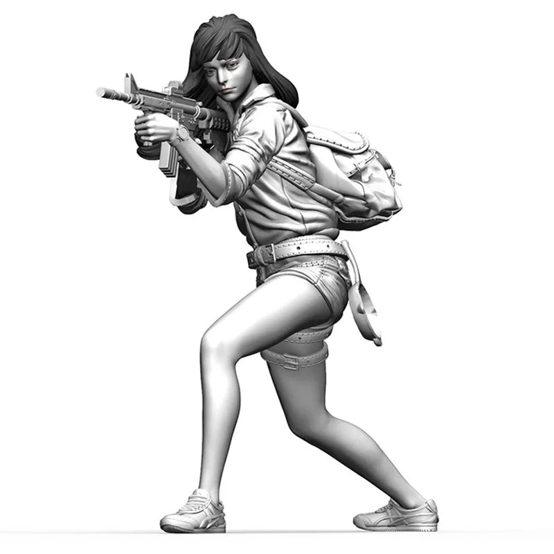 1/35 Modern Tactical Operator with Long Dark Hair, Resin Model Figure Kit, Unassembled and Unpainted