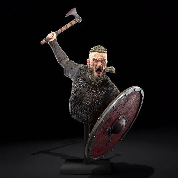 1/10 Viking Raider with Raised Axe and Shield, Resin Model Figure Kit, Fantasy Theme, Unassembled and Unpainted