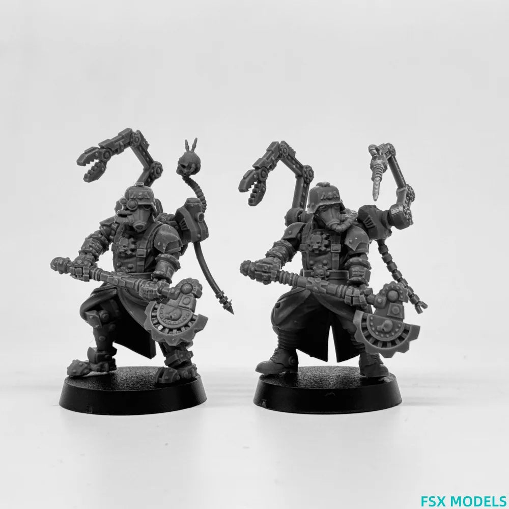 Grim Guard Tech Engineers, 12 Figures, Resin Model Figure Kit, Unassembled and Unpainted
