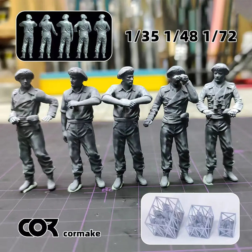1/35 WWII German Tank Crew Drivers, 6 Figures, Resin Model Figure Kit, Unassembled and Unpainted