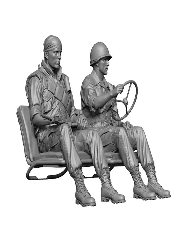 1/48 WWII Military Crew, 2 Figures, Resin Model Figure Kit, Unassembled and Unpainted