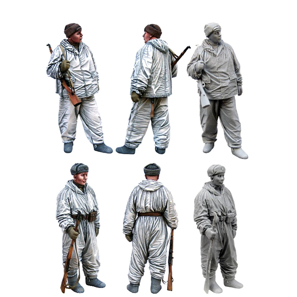 1/35 WWII Soviet Red Army Winter Scouts, 6 Figures, Resin Model Figure Kit, Unassembled and Unpainted