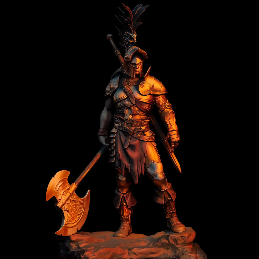1/24 Ancient Roman Gladiator with Crested Helmet and Axe, Resin Model Figure Kit, Unassembled and Unpainted