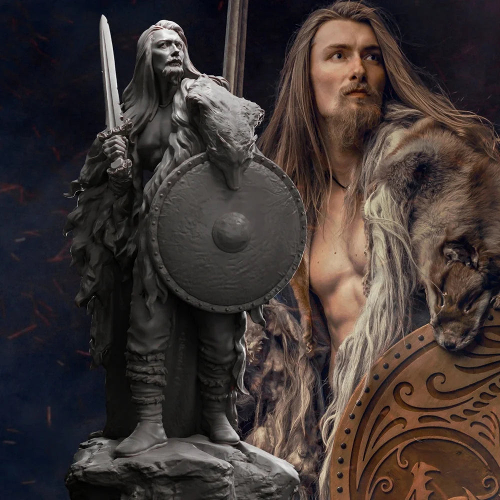 1/24 Horned Orc Warrior with Battle Axe, Resin Model Figure Kit, Fantasy Theme, Unassembled and Unpainted