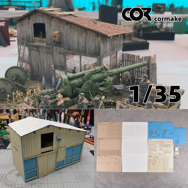 1/35 WWII German Warehouse Complex, 20 Figures, Resin Model Diorama Kit, Unassembled and Unpainted