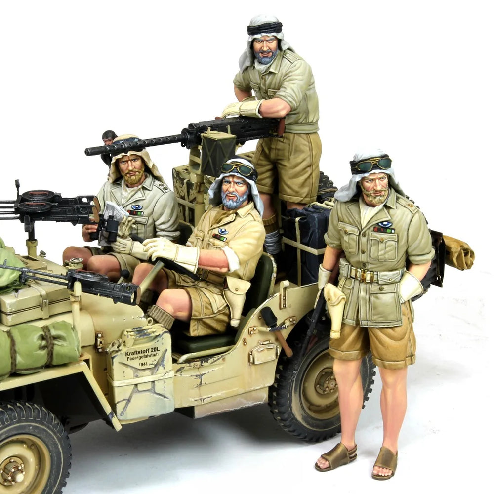 1/35 WWII British SAS 14 Ton Patrol Car with Crew, 4 Figures, Resin Model Vehicle Kit, Unassembled and Unpainted