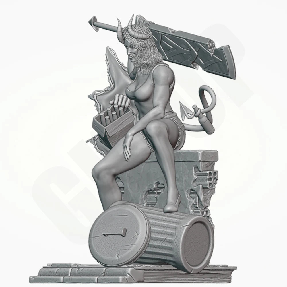 1/12 Devil Girl Warrior, Resin Model Figure Kit, Fantasy Theme, Unassembled and Unpainted