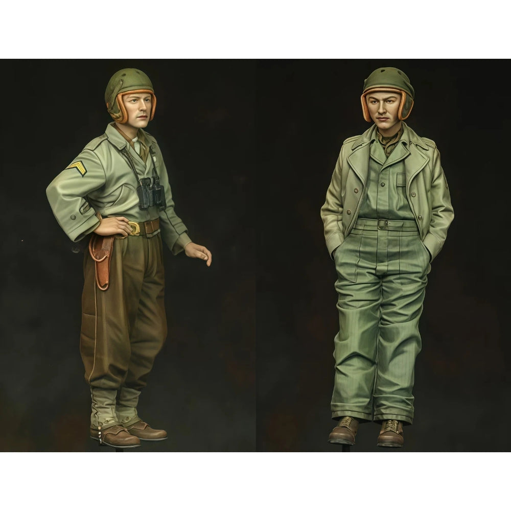 1/35 WWII US Army 3rd Armored Division, 4 Figures, Resin Model Figure Kit, Unassembled and Unpainted