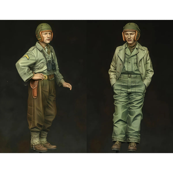 1/35 WWII US Army 3rd Armored Division, 4 Figures, Resin Model Figure Kit, Unassembled and Unpainted