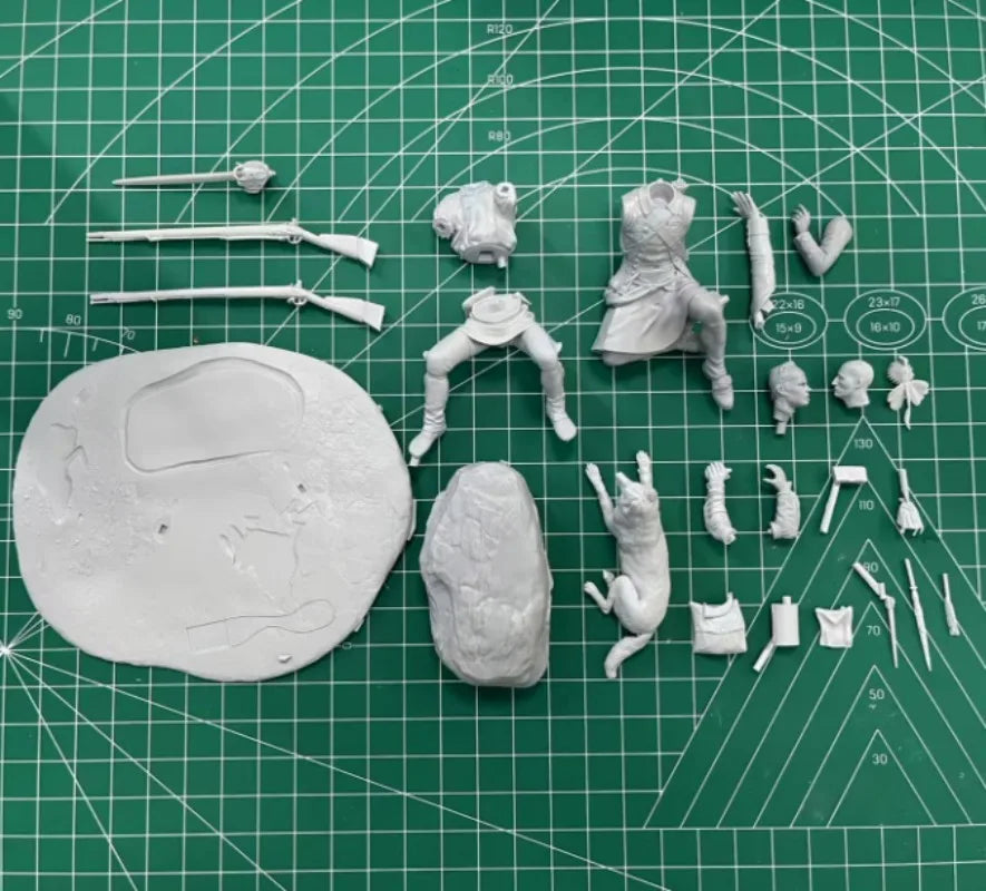 1/24 WWI Soldiers & Canine, 5 Figures, Resin Model Diorama Kit, Unassembled and Unpainted