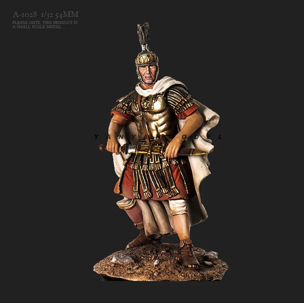 54mm Ancient Roman Centurion with White Cloak, Resin Model Figure Kit, Unassembled and Unpainted