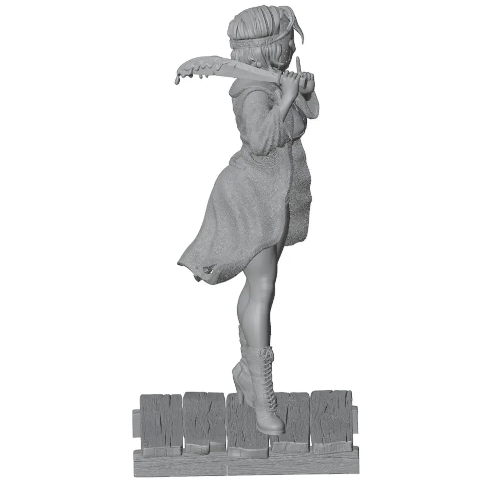 1/24 Skull-Faced Pin-Up in Leather Jacket and Boots, Resin Model Figure Kit, Unassembled and Unpainted