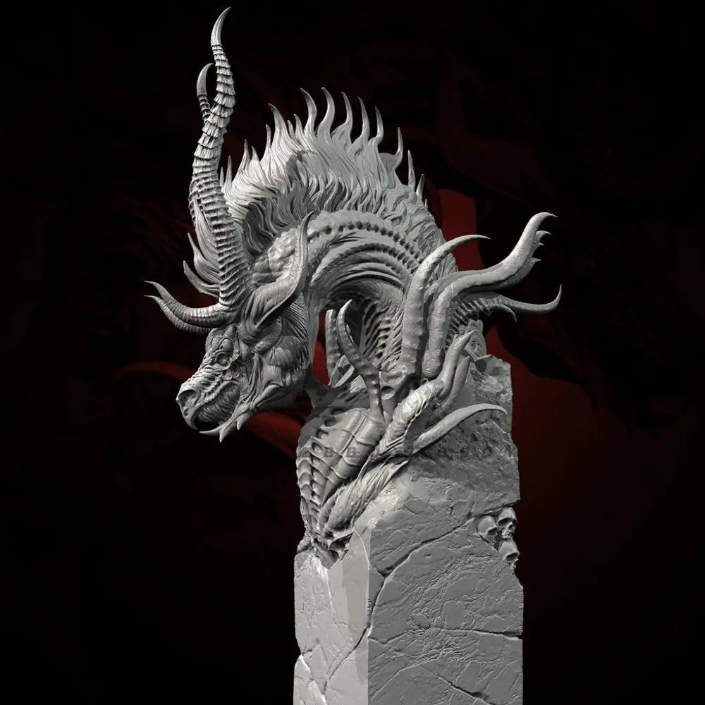 100mm Dragon Warrior Demon, Resin Model Bust Kit, Fantasy Theme, Unassembled and Unpainted