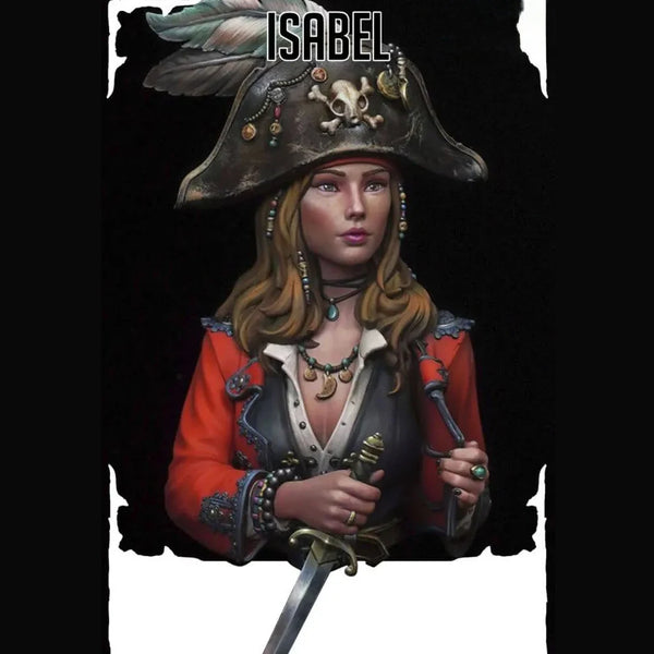 90mm Female Pirate Captain, Resin Model Bust Kit, Fantasy Theme, Unassembled and Unpainted