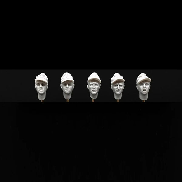 1/35 WWII German Feldmutze Heads, 5 Figures, Resin Model Figure Kit, Unassembled and Unpainted
