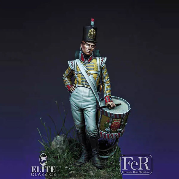 54mm Napoleonic Drummer Boy 77th East Middlesex, Resin Model Figure Kit, Unassembled and Unpainted