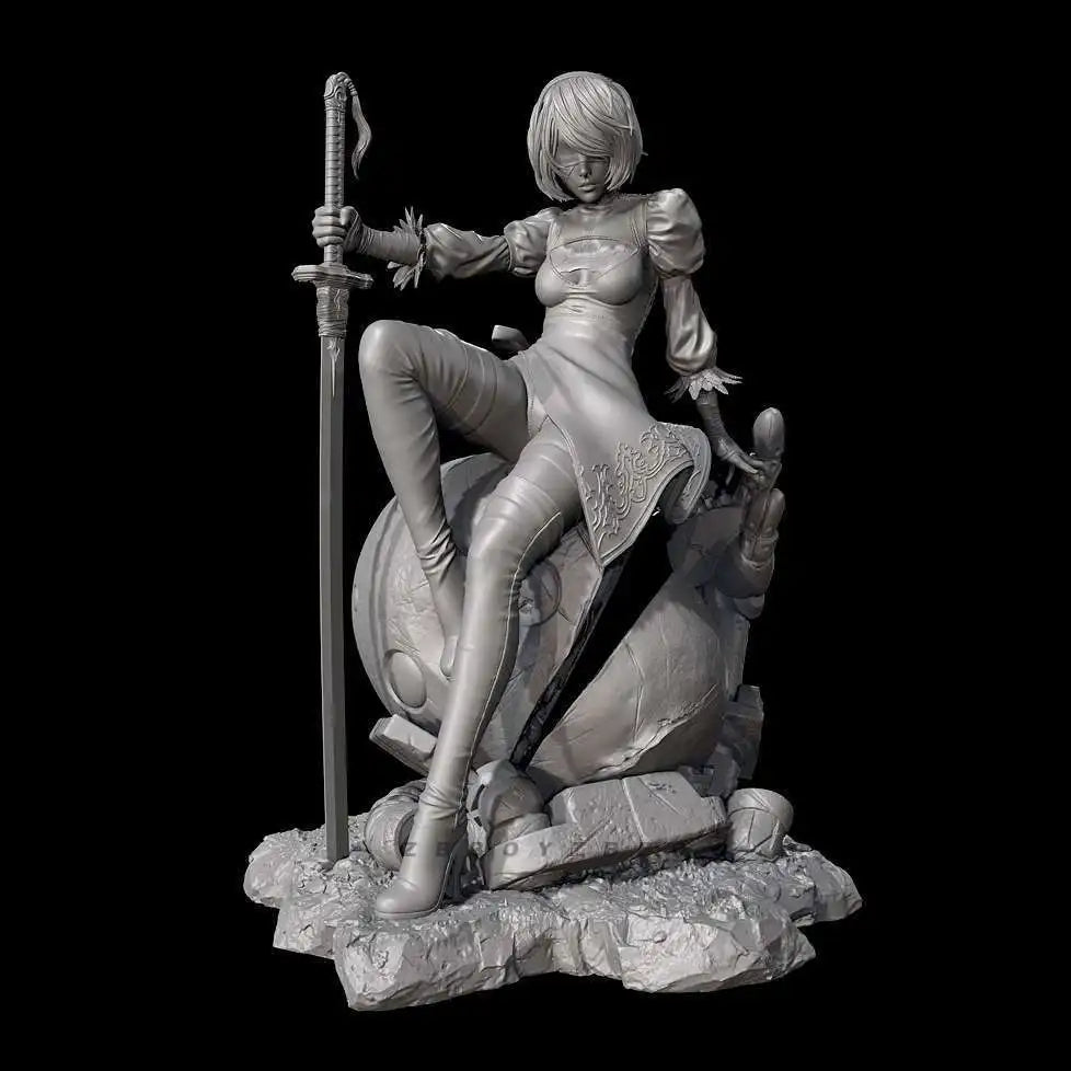 80mm Female Swordsman, Resin Model Figure Kit, Fantasy Theme, Unassembled and Unpainted