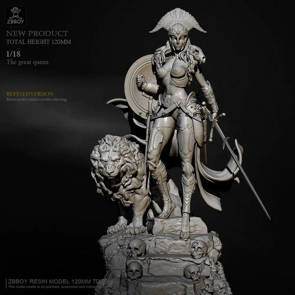 1/18 Napoleonic Lioness Queen Warrior, Resin Model Figure Kit, Unassembled and Unpainted