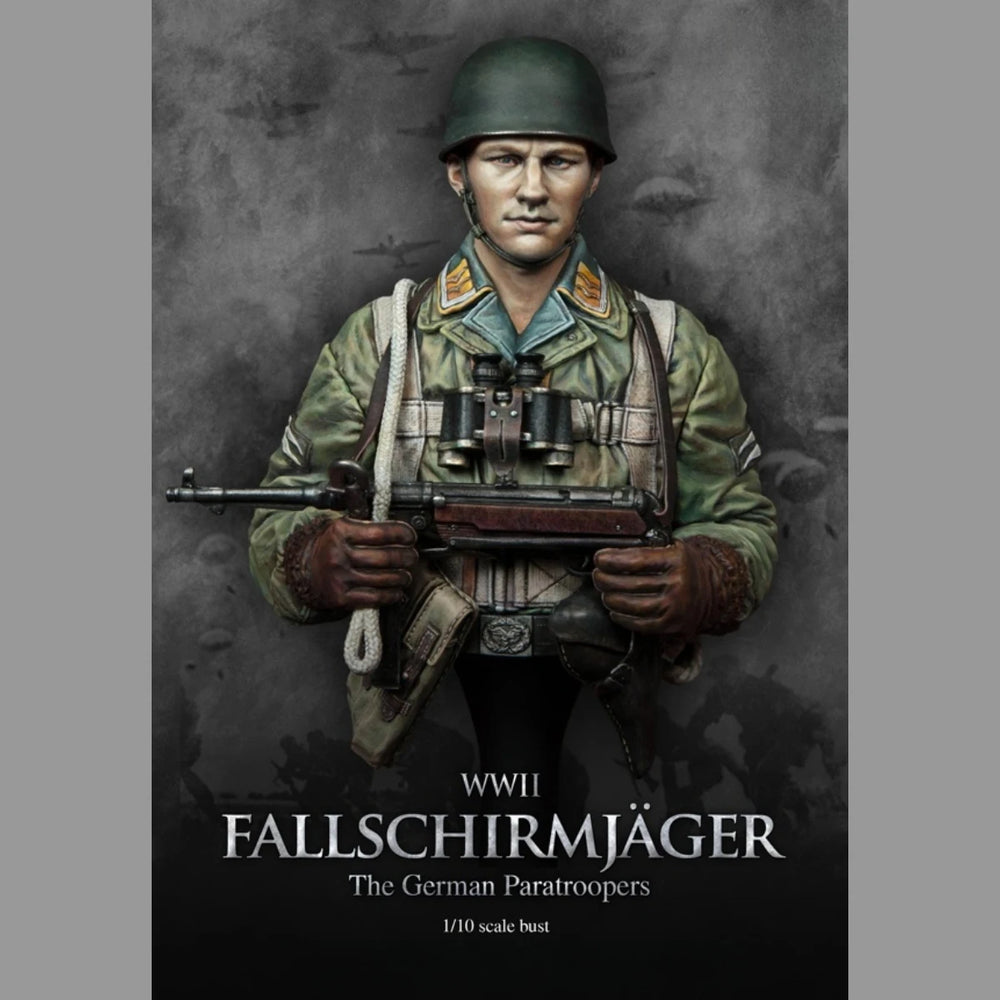 1/10 WWII German Fallschirmjäger with MP40, Resin Model Bust Kit, Unassembled and Unpainted