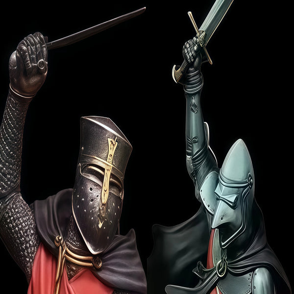 1/24 Armored Knights, 4 Figures, Resin Model Figure Kit, Fantasy Theme, Unassembled and Unpainted