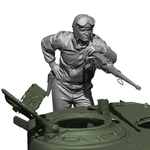 1/16 WWII US Army Tank Machine Gunner, Resin Model Figure Kit, Unassembled and Unpainted