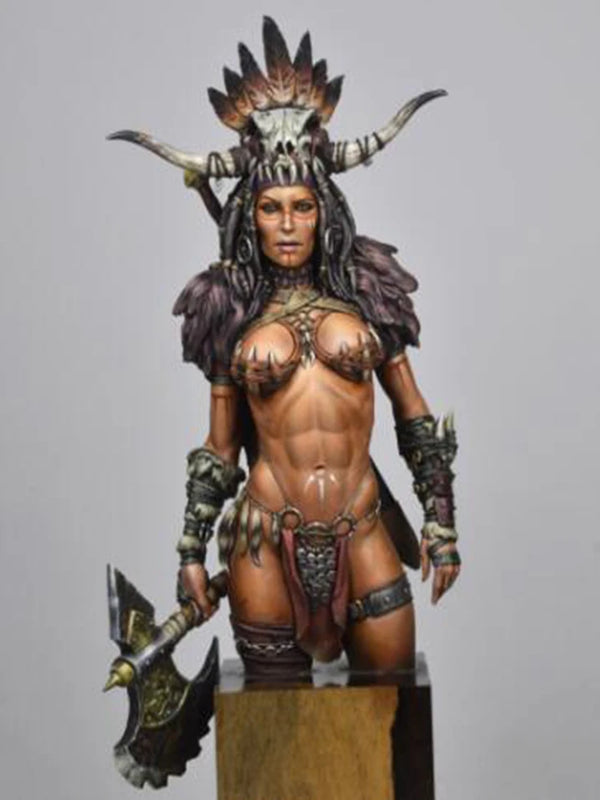 1/10 Female Warrior with Crown, Resin Model Bust Kit, Fantasy Theme, Unassembled and Unpainted