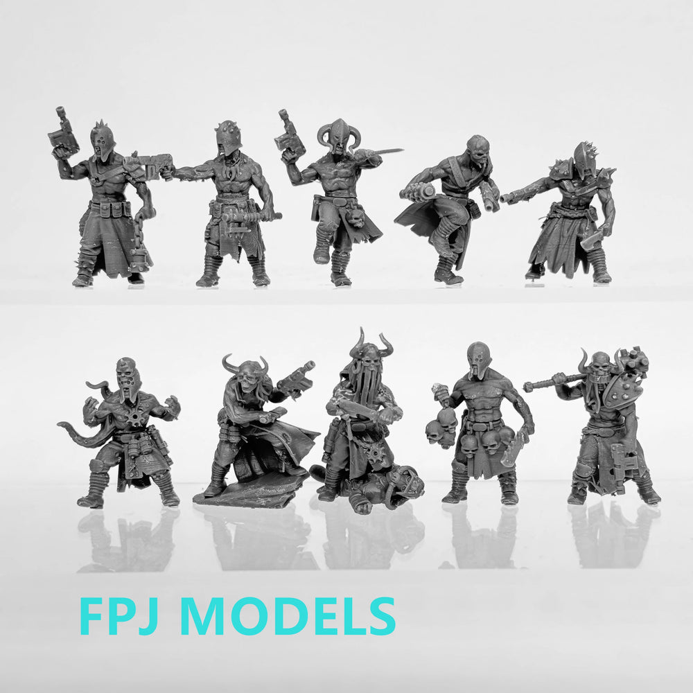 Corrupted Guard Sectarians, 10 Figures, Resin Model Figure Kit, Fantasy Theme, Unassembled and Unpainted