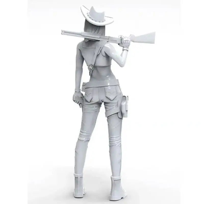 1/35 Modern Female Operator with Wide-Brim Hat and Rifle, Resin Model Figure Kit, Unassembled and Unpainted