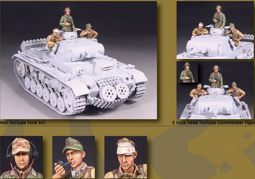 1/35 WWII German Tank Crew Mixed Combat Poses, 7 Figures, Resin Model Figure Kit, Unassembled and Unpainted