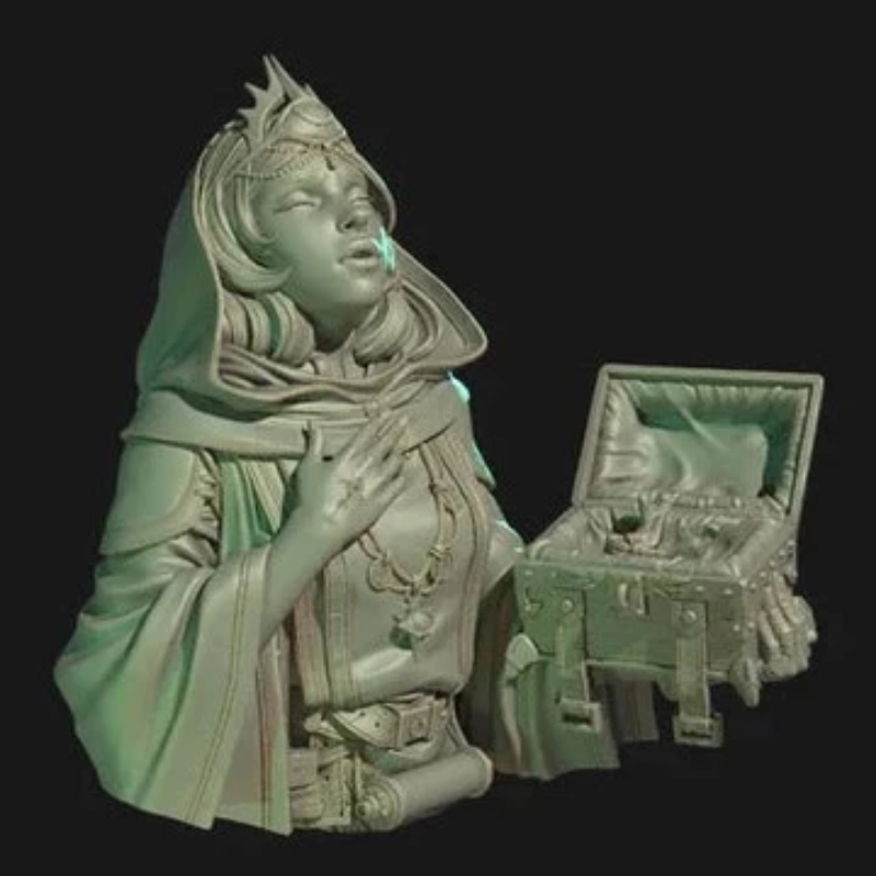 1/9 Sorceress Priestess, Resin Model Bust Kit, Fantasy Theme, Unassembled and Unpainted